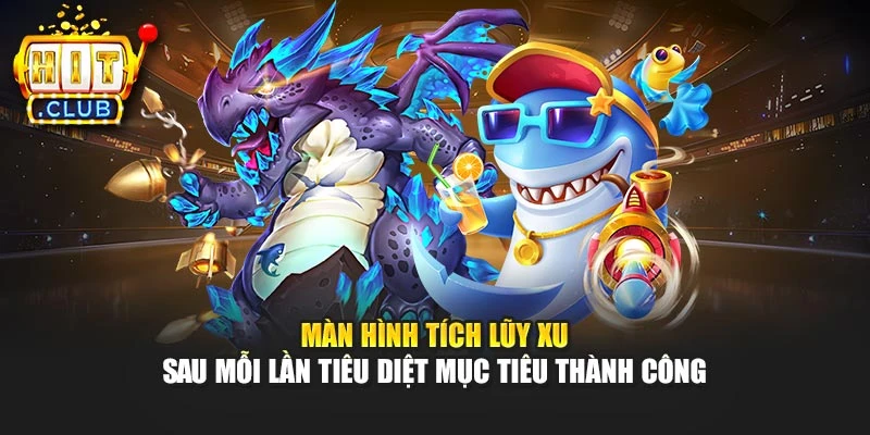 Màn hình tích lũy xu sau mỗi lần tiêu diệt mục tiêu thành công